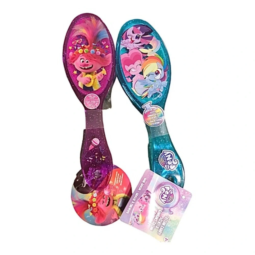 2pack “my little pony” cotton candy‎ and “trolls” strawberry scented hair brush